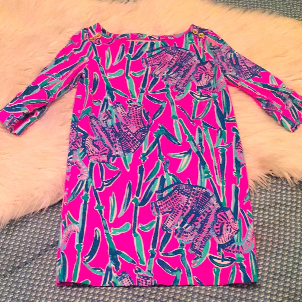 Lilly Pulitzer jersey dress elephant & bamboo 4-5